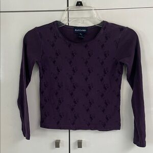 Ralph Lauren girls Purple Long-Sleeve Scoop Neck Top